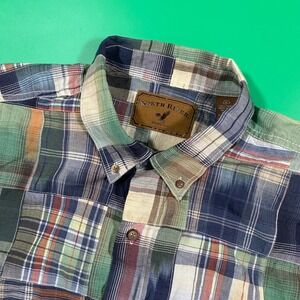 North River Outfitters Men's XL Patchwork Plaid‎ Short Sleeve Button Up Shirt